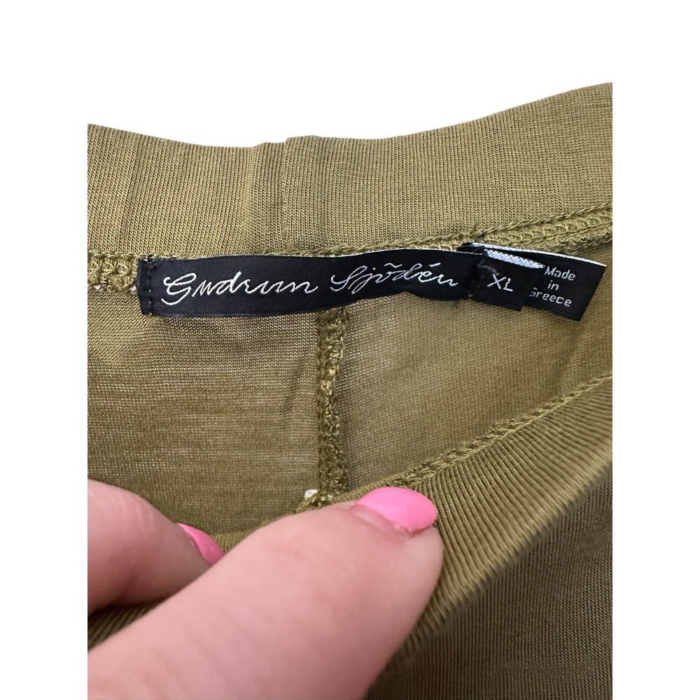 Gudrun Sjoden Green Stretchy Crop Wide Leg Pants XL Modal Boho Lagenlook #W1-9 - Picture 2 of 9